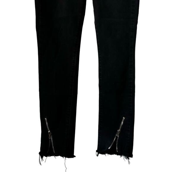Paige Black Hoxton Ankle Peg Skinny Jeans Denim Mid Rise Frayed Hem Womens 24 - Picture 3 of 8